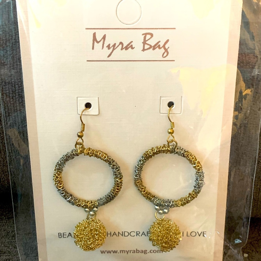 Myra Bag Meshy Earrings Silver Gold Hoops Nwt